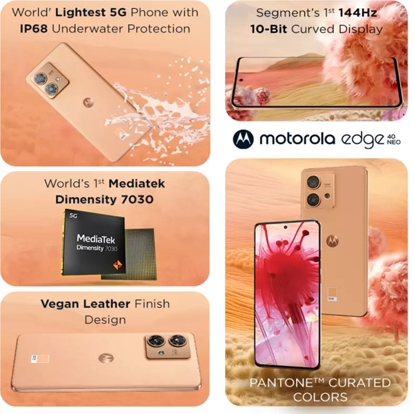 Buy Motorola Edge 40 Neo 8 GB RAM 128 GB Peach Fuzz Mobile - Vasanth and Co